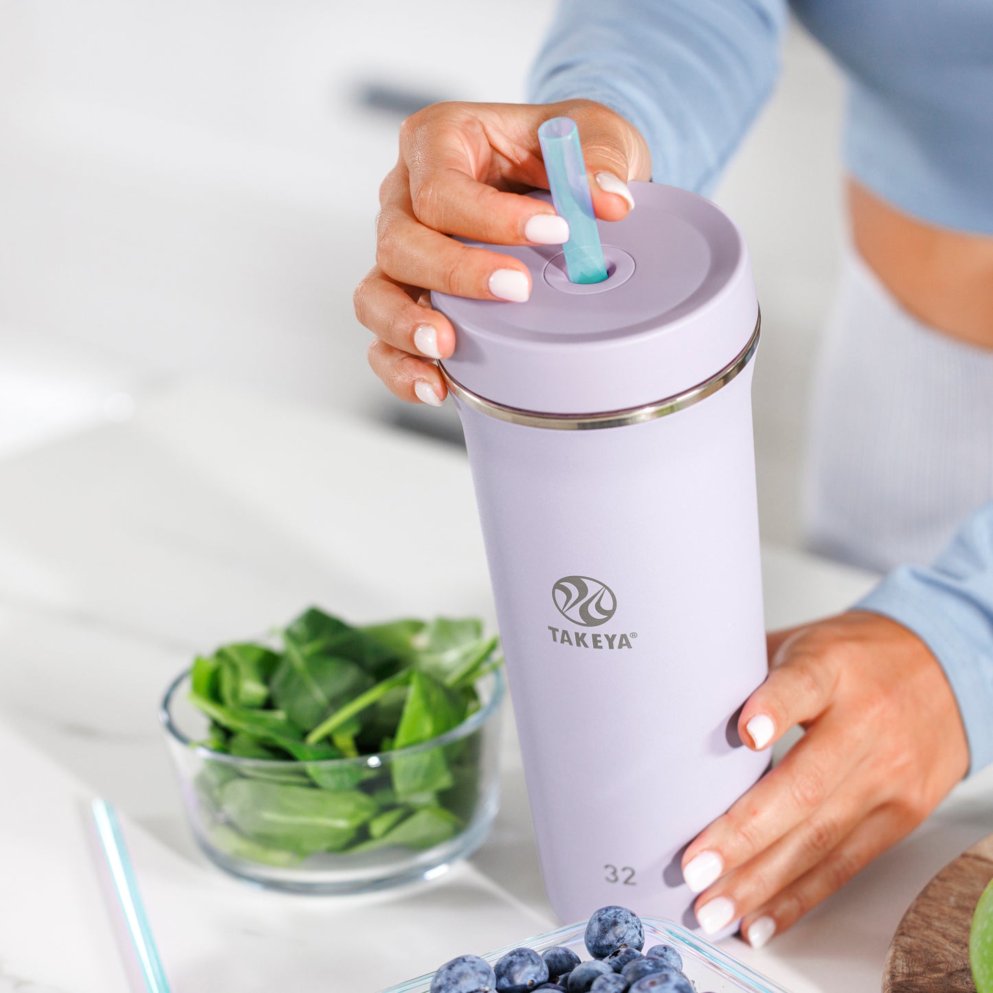Vaso con doble popote estándar 32oz / 950ml