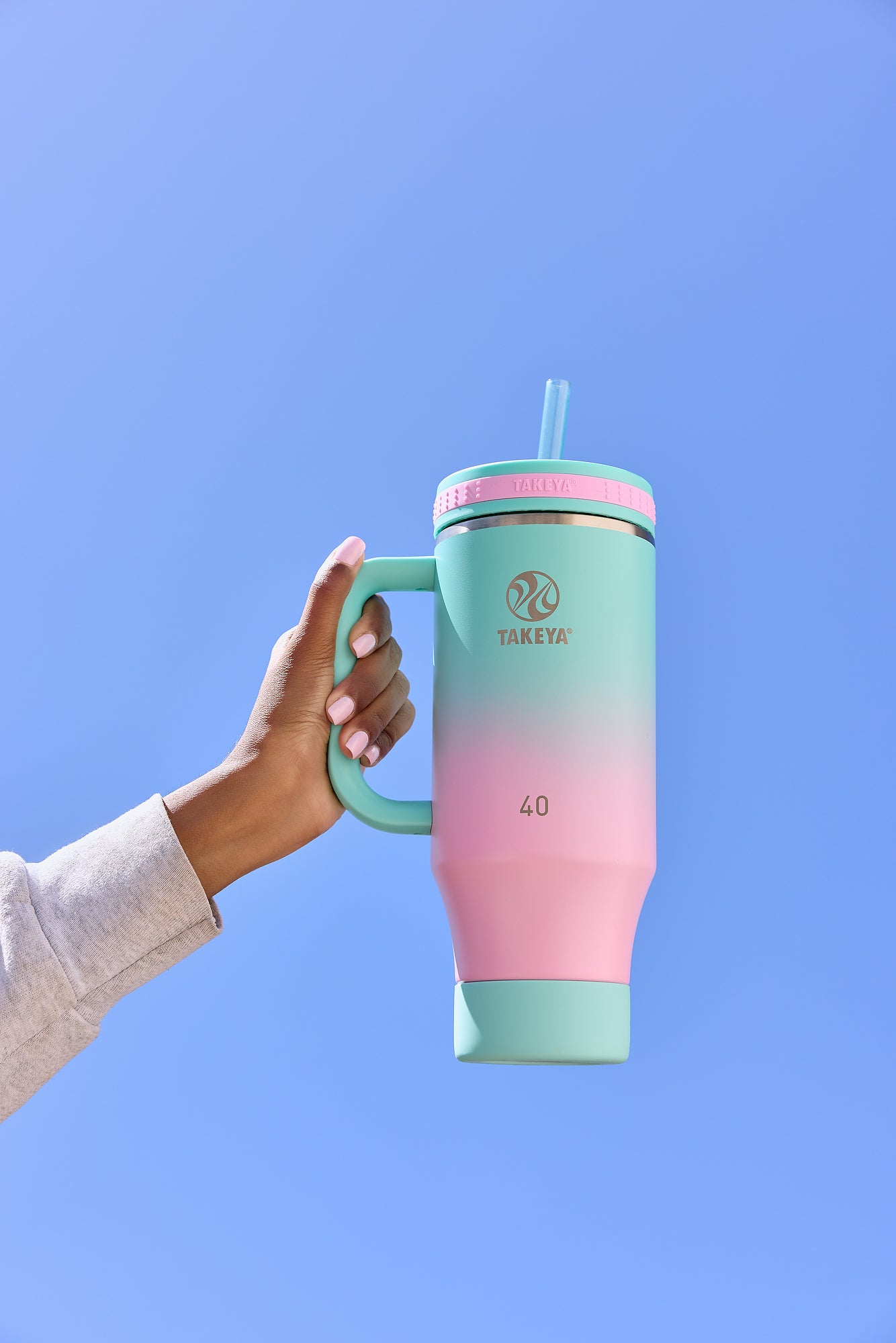 Vaso con Asa y doble popote estándar 40oz / 1.2L