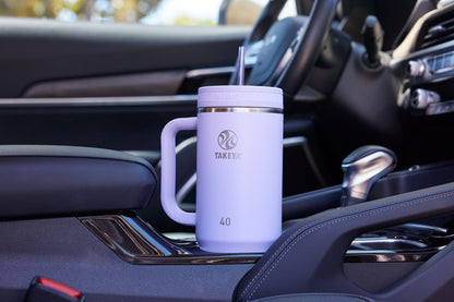 Vaso con Asa y doble popote estándar 40oz / 1.2L