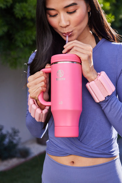 Vaso con Asa y doble popote estándar 40oz / 1.2L