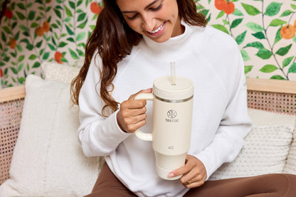 Vaso con Asa y doble popote estándar 40oz / 1.2L