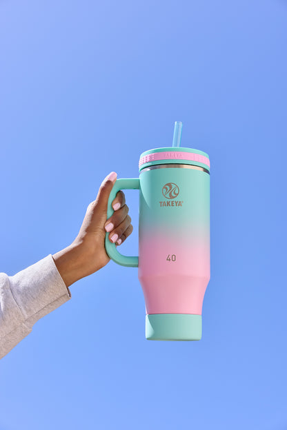Vaso con Asa y doble popote estándar 40oz / 1.2L
