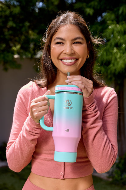 Vaso con Asa y doble popote estándar 40oz / 1.2L